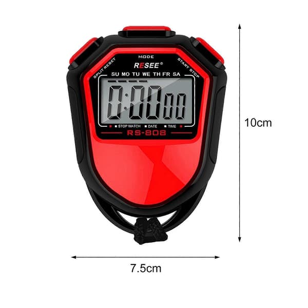 Stoppur Timer Lättvikt Vattentät Digital Display Timer för Sportcoacher Simning Löpning Träning [DB] Red