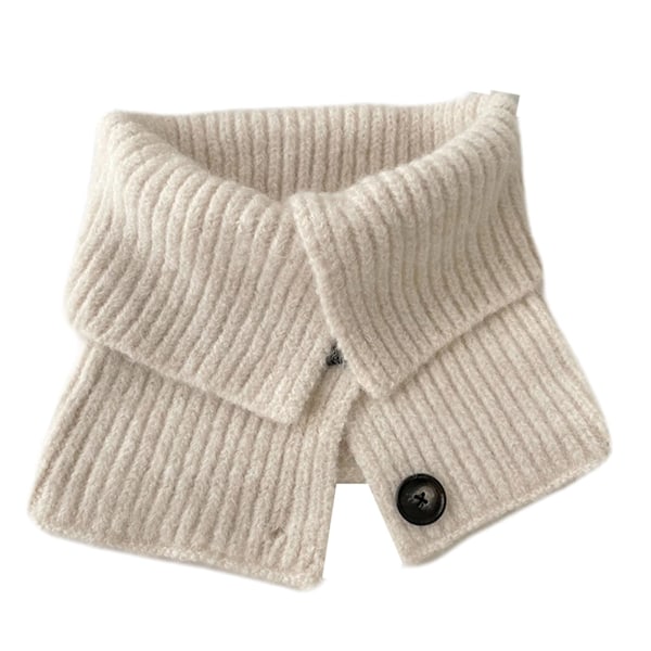 Dame Strikket Falsk Krave Efterår Vinter Høj Hals Trøje Sjal Tykk Elastisk Halsbeskytter Mode DB Beige (with Wool)