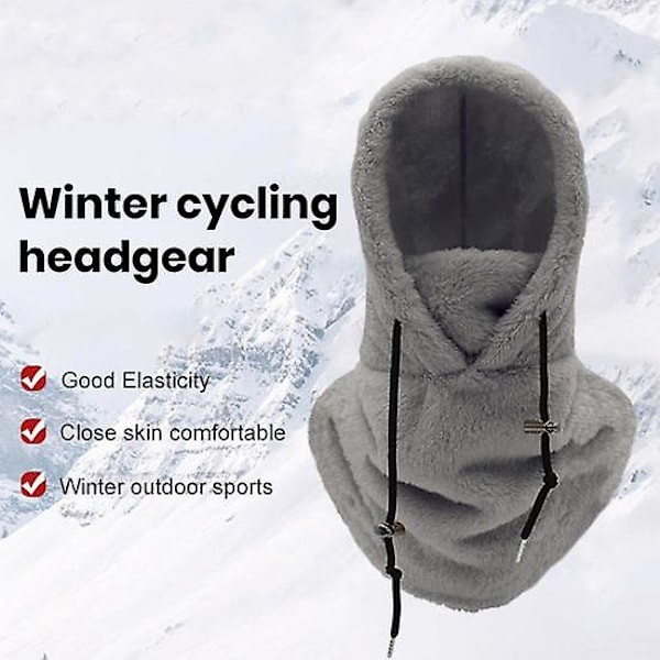 Skidhuva Ansiktsmask Ansiktsmask med Justerbar Dragkedja Vinter Vindtät Varm Huva Skydd Hatt Halsduk [DB] black