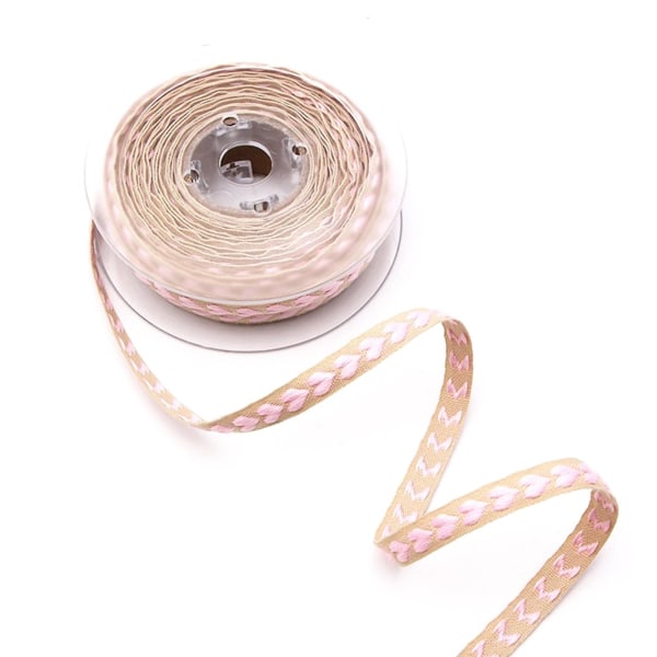 1 rulla koristeellinen monikäyttöinen nauha sisustus polyesteri romanttinen sydänkuvio Lahjanauha kotiin Jikaix Pink
