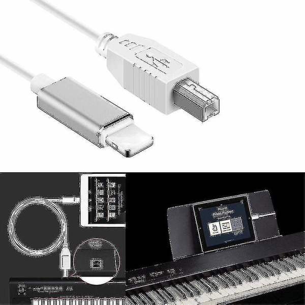 Lightning till typ-b midi-tangentbordsomvandlare USB 2.0-kabel för iPhone 7 8 X iPad[DB]