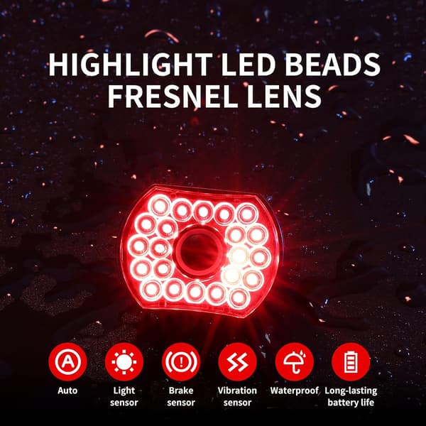 Smart sykkel baklys bremsesensor USB-lading LED automatisk sensing flere lysmoduser vanntett