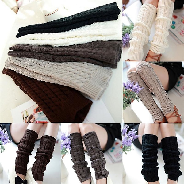 Naisten Talvi Neule Crochet Neulotu Leg Warmers Legging Saappaan Peite Kuuma Muoti HFMQV DB Black