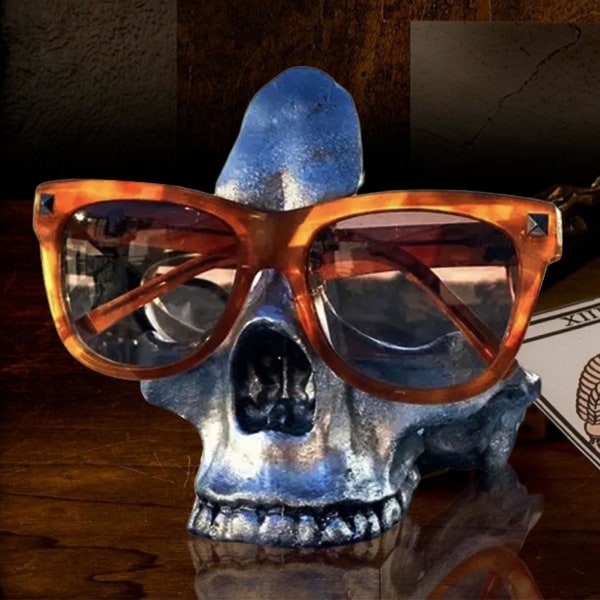 Brilleholder harpiks hodeskalleformet solbrilleholder gotisk dekorasjon Hjemmedekor-FARGE：sølv