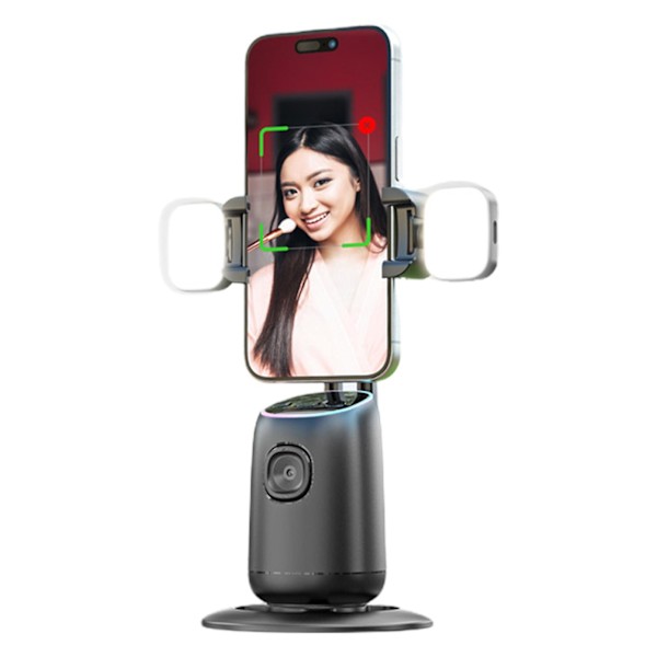 Smart 360° Auto Ansiktsporing Stativ Skrivebord Oppfølging Sporing Gimbal for Vlogg Video Opptak DB Double Fill Light