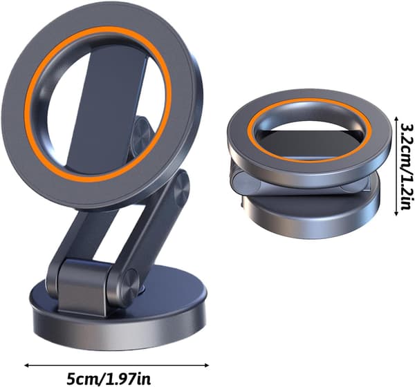 Magnetisk telefonholder, bilinstrumentbrætmontering, foldbar holder med ring, 360° rotation (DB)