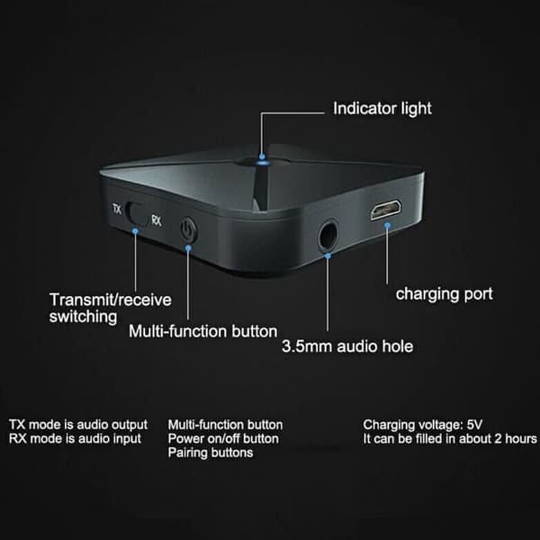 2-i-1 Bluetooth-sender/-mottaker, Bluetooth-mottaker, 2-i-1 bærbar lydadapter, Bluetooth-lydadapter[DB]