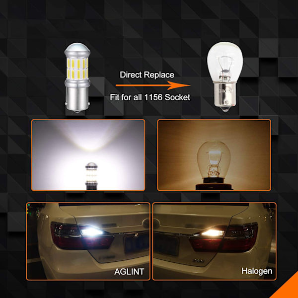 2 stk 1156 LED-pære ryggelys bil RV DRL dagslys kjørelys blinklys ryggelys gult lys