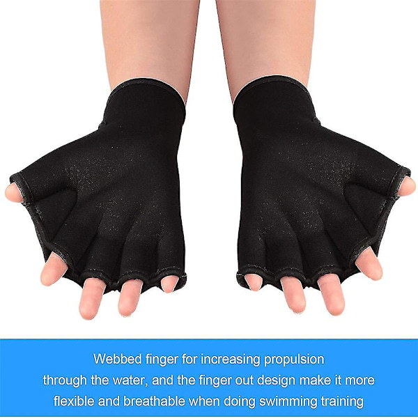 Aqua Gloves - Verkkokädet Uinnin Vastus- ja Vesiaerobic-harjoitteluun Hengittävä Yleismaailmallinen Hanskat [Db] Black L