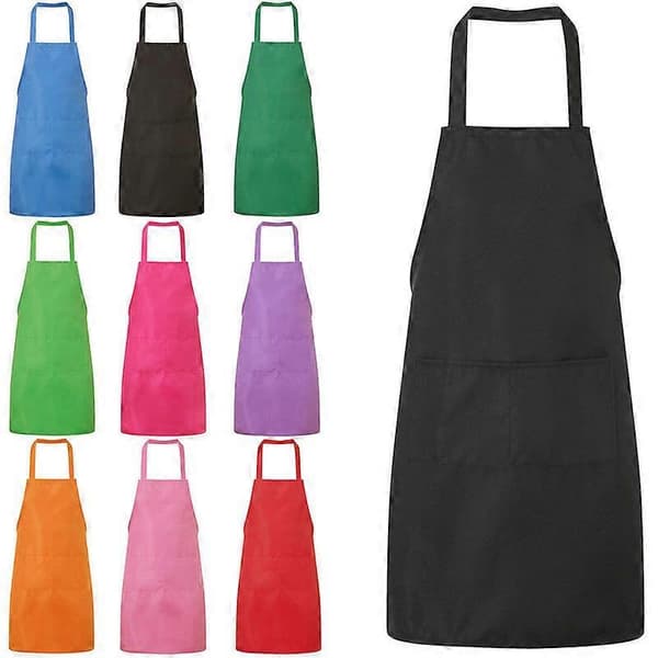 Justerbart unisex förkläde för kock, slaktarförkläde, köksförkläde med ficka fram, matlagning, catering, hushåll [DB] black