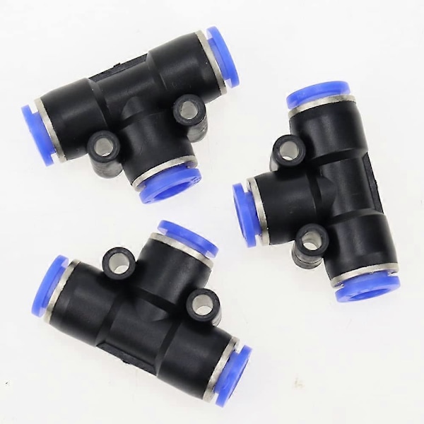 Pe8 t-koppling anslutning luft pneumatiska anslutningar 3-vägs snabbkopplingar 8mm tryckplugg connec [DB]