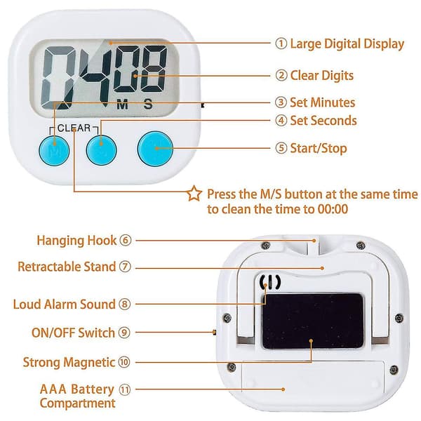 12-pack Digital Kökstimer med På/Av-knapp, Hög Larm {DB}