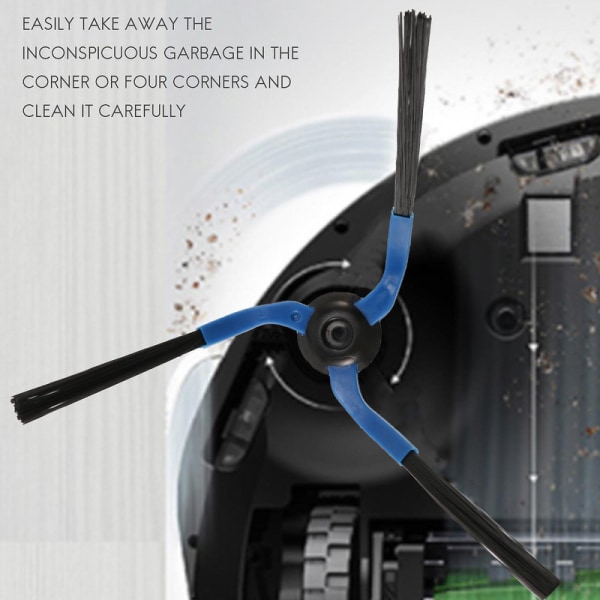 3 par sidebørster til robot -rm96w -rm72vr -rm84v -rm52vr Sr8855 Sr8751 Sr8845 Sr8895 Sr8950 [DB] Black  Blue