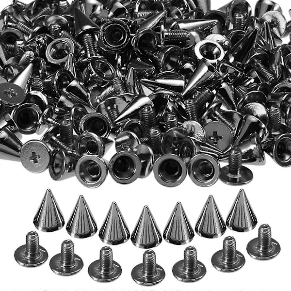100 st Nitar Konformade Dubbar Metall 10mm Spots Nit Kon Skruv Dubbar Läderhantverk DIY Hantverk Rock Kläder Handarbete Tillbehör [db] Black-Silver
