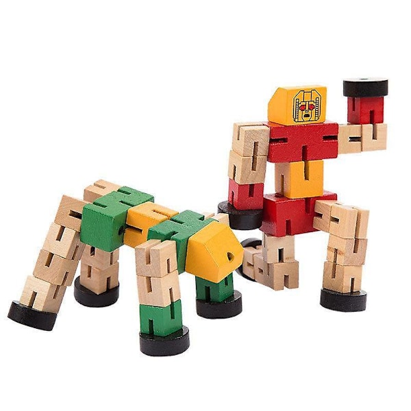 Kvalitetshög Barn Cool Trä Deformerbar Leksak Trä Magisk Kub Robot Bil Människor Ändra Leksak slumpmässig färg db