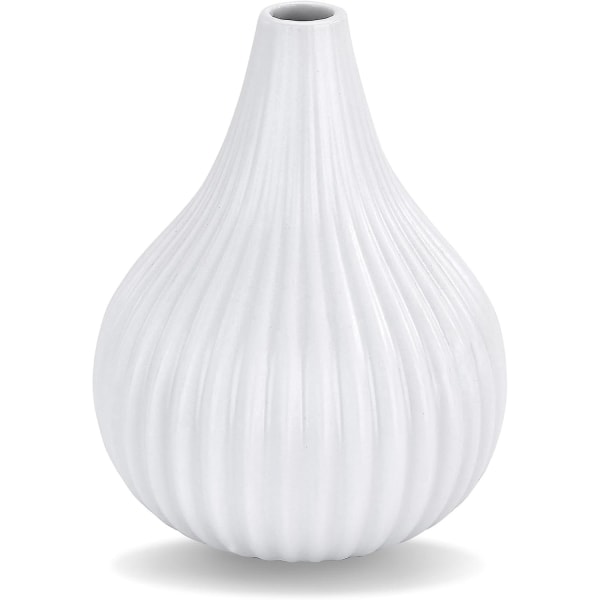 Liten hvit vase dekor 1 stk, hvit keramisk knopp vase for moderne hjemmeinnredning, søt vase for blomster, midtdeler til stuen, hylle, bord, mantel