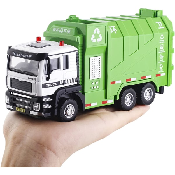 Søppelbilleketøy med 4 søppeldunker for baklaster for 3+ år Barn Gutter Jenter (grønn)
