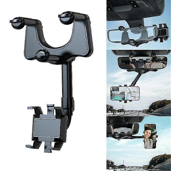 360 Rotatable And Retractable Car Phone Holder Multifunctional Rearview Mirrordb