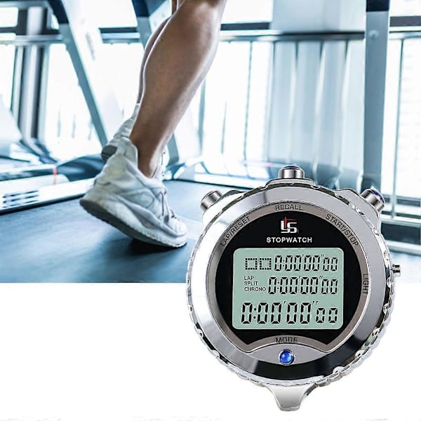Stoppur Sport Timer Varv Split Stoppur med Klocka Kalender Alarm, Stötsäker 100 Lanes