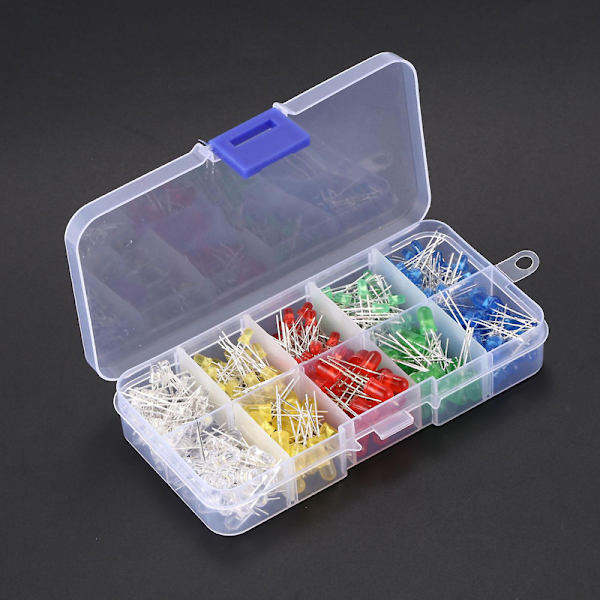 200 stk. 3mm 5mm LED-lysdiode Hvid Gul Rød Blå Grøn Assorteret Kit til [DB] white