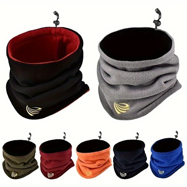 1 stk Kaldsikkert Dobbeltbruks Fleece Tykkere Halsduk Og Hette For Utendørs Sykling Og Ski Gray Black