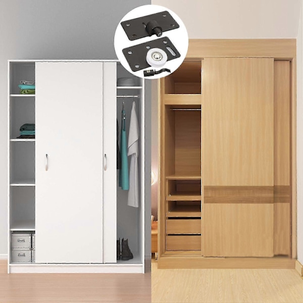 Sæt med 2 skydedørsruller, skydeskabsdør, skydehjul 30 mm lydløs nylon skydeskabshjul til skab garderobe [DB]