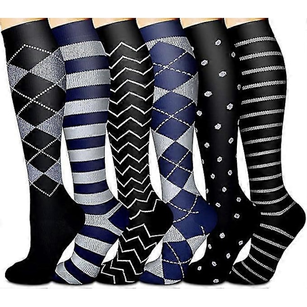 Kompressionsstrumpor för Kvinnor & Män Cirkulation 6 Par för Atletisk Löpning Cykling db set4 L XL