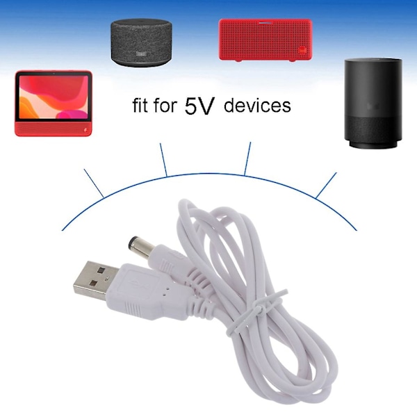 USB 2.0 A-Type Hann til 5,5x2,5mm DC 5V Strømkontakt USB DC5V Ladingkabel [DB] 2m