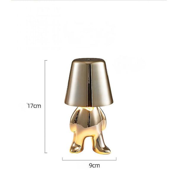 Sengside Touch Control Bordlampe, Sød Sølv Mennesker Led Skrivebord Guld Dekor Tænker Statue Lampe Med Usb Port [DB]