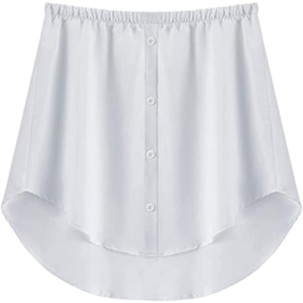 Skjorteforlængere Justerbar lagdeling Fake Top Nedre Sweep Hem med elastisk taljebånd Mini-nederdel (Hvid, M)