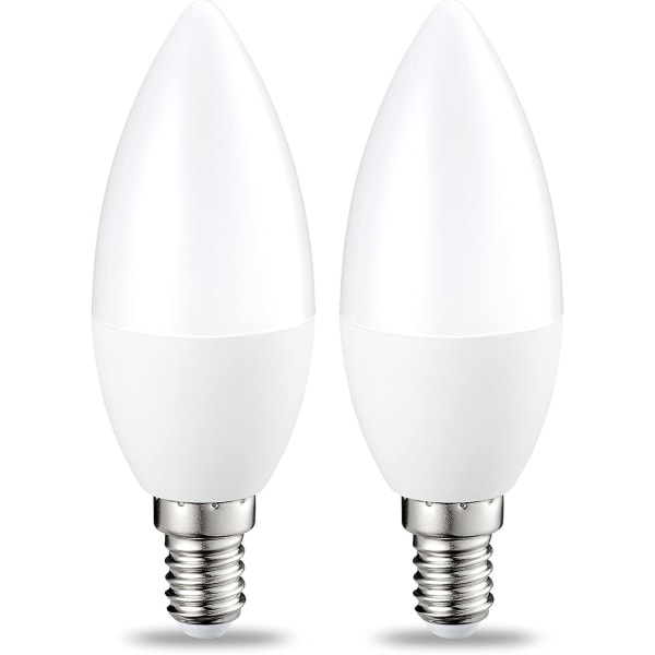 2-pack små LED-lampor i lågflammaform, E14 Edison-sockel, 5 W (motsvarande 40 W), varmvitt, icke-dimmbar intensitet