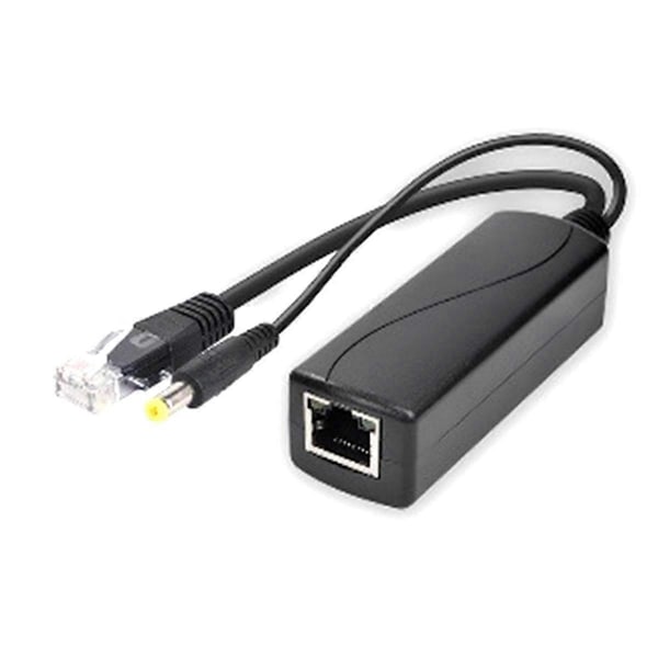 Gigabit Mini PoE Splitter 10/100/1000 Mbps POE Splitter DC Utgang 12V Strøm over Ethernet IEEE 802.3af for IP Kamera {Db} Black