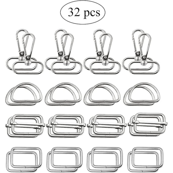 Pakke med 32 roterende karabinhager til tasker og håndværk (32 mm)