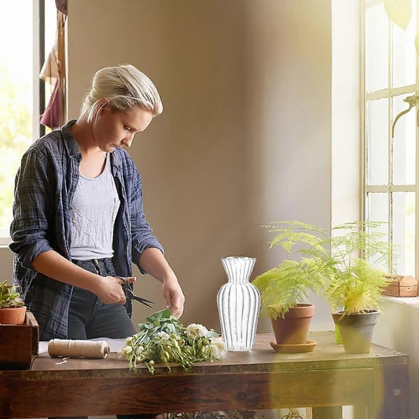 Stripet glassvase blomstervase pynt til hjemmebruk