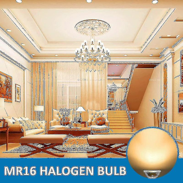 Halogeeni Lamppu GU5.3 50W 12V, 800lm Lämmin Valkoinen 2700K Himmennettävä, Halogeeni Spottilamppu MR16, 6 Kpl Pakkaus [JKW] [DB]