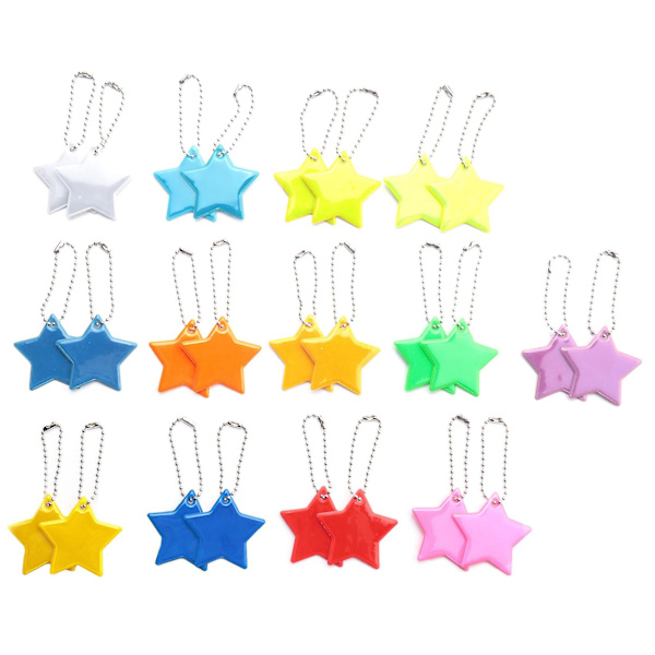 26 st barnsäkerhetsreflekterande hänge, stjärnsäkerhetsreflekterande för skolväska, ryggsäck, cykling {DB} Multicolor