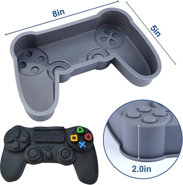 Heytea Silikone Chokoladeform, stor brudbar Game Controller Form, Kageform til Bagning, 8 tommer Non-stick Kageform til /brownie/cheesecak[DB]