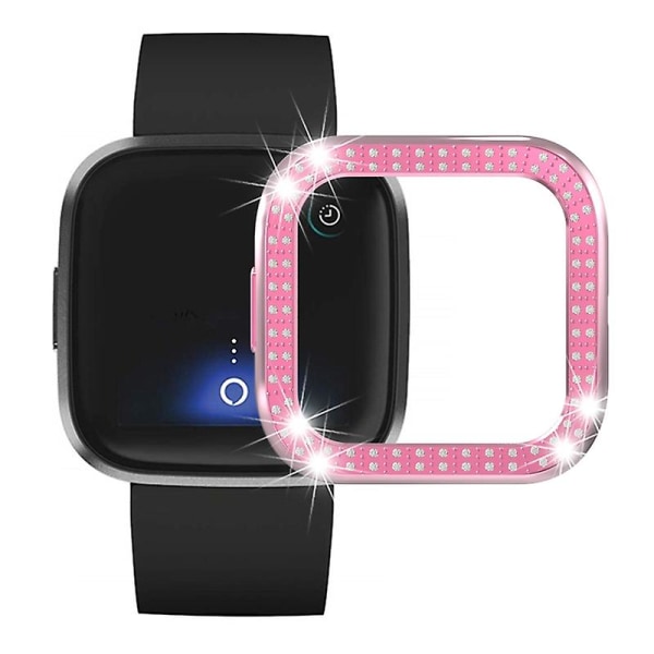 Stilfuld Rhinestones Smart Watch Beskyttelse Plating Cover Case Shell Til Versa 2 Jikaix Pink