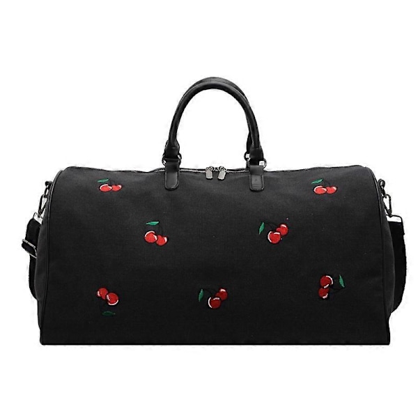 Rejsetaske med kirsebærprint - Kvinder Hjem Opbevaring Duffel Arbejde Pendling Håndtaske Yoga Taske db Black