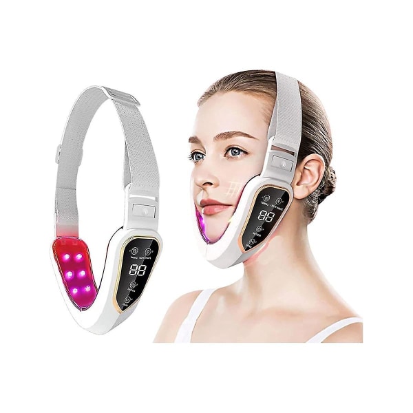 Intelligent V-face Electric Double Chin Masseter Ansiktslyft - Timing Hem Nackvård Skönhetsinstrument Rosa