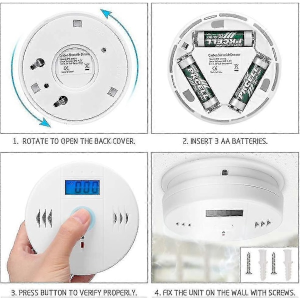 Kolmonoxid Detektor CO Alarm, Hecopro Digital Display Kolmonoxidlarm, Strömdetekteringsutrustning - CE db