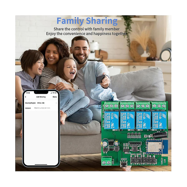 4-kanals Tuya Wifi Smart Switch gjør-det-selv-timer+fjernkontroll 85-265v Usb 5v 2,4g Wifi Smartlife Home Automation Modu Db White