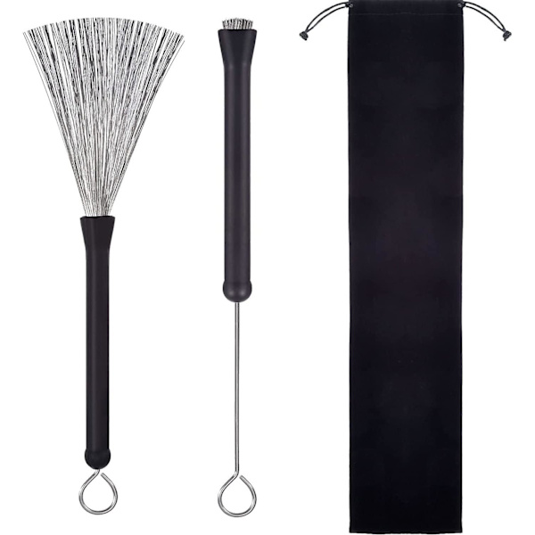 Retractable Drum Brushes With Rubber Handles For Jazz Drumming