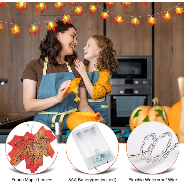 Autumn Garland, 3m 20 Led Maple Leaf String Lights, Fall Decoration, Battery Operated String Lights