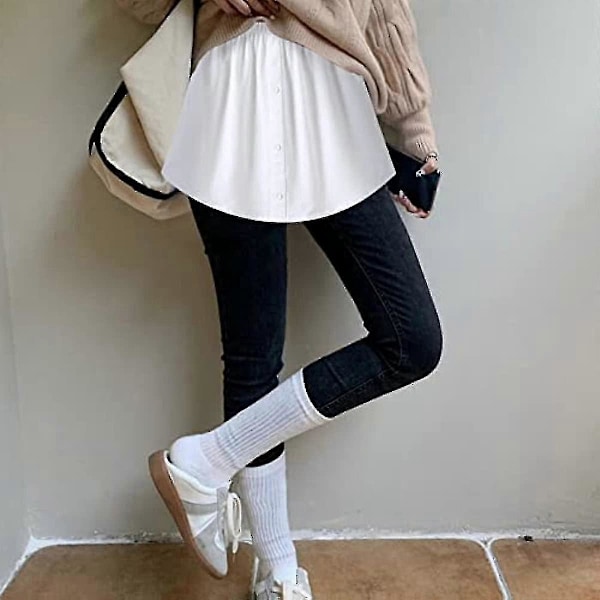 2-pack Damskjolar, Mini-kjol, Blus-kjol, Underkjol, Falsk Övre Kant, Skjorta, Mini-underkjol - Bra kvalitet Black white L