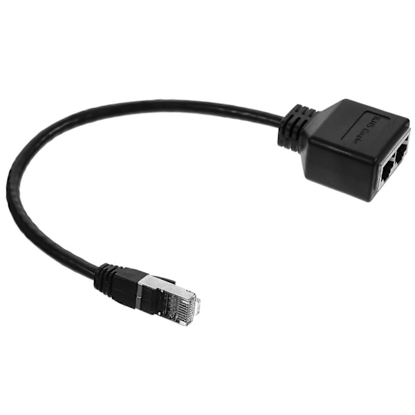Ethernet-jakaja RJ45 uros - kaksois RJ45 naaras Ethernet-sovitin modulaarinen pistoke db Black 31X3.2CM