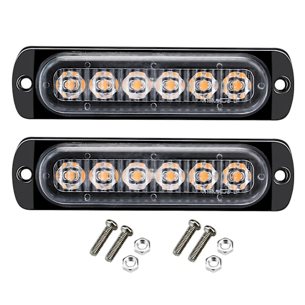 2 stk. 12-24V LED Blinkende Advarselslys Advarsel Nødlys Blinkende Lys Forsigtighed Lysskinne til Bil Tr db White Light