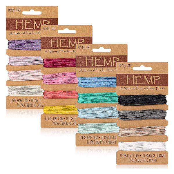 16 Farvede Hamptov 1mm Hamp Voksbehandlet Hamptov DIY Flettet Armbånd [DB] B