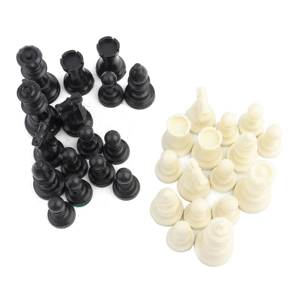 Plastic Chessmen Set International Chess Game Complete Chessmen Set Black White [DB] L