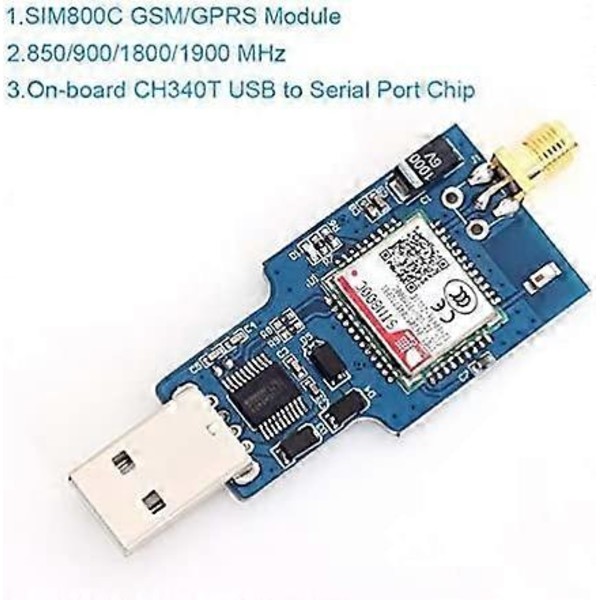 SIM800C Quad Band 850/900/1800/1900MHz USB GSM GPRS Trådløs Modul T USB Chip Support 2G 4G Kommunikation USB [DB]